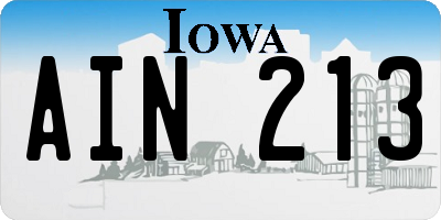 IA license plate AIN213