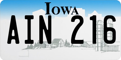 IA license plate AIN216