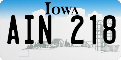 IA license plate AIN218