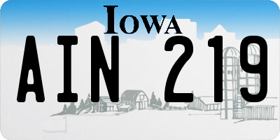 IA license plate AIN219