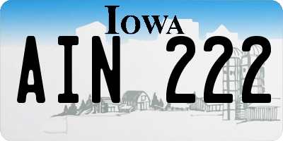 IA license plate AIN222