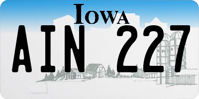 IA license plate AIN227