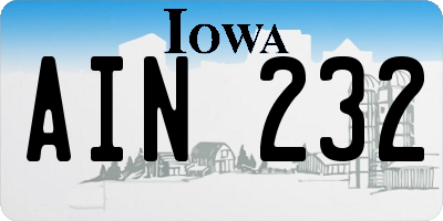 IA license plate AIN232