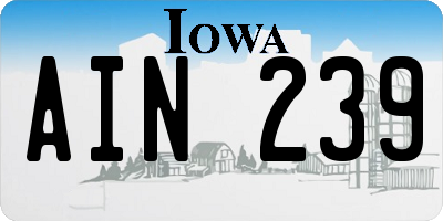 IA license plate AIN239