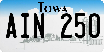 IA license plate AIN250