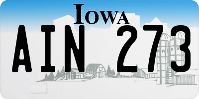 IA license plate AIN273