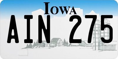 IA license plate AIN275