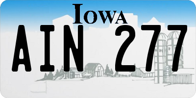 IA license plate AIN277