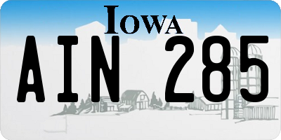 IA license plate AIN285