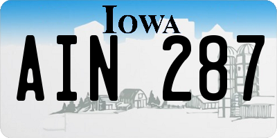 IA license plate AIN287