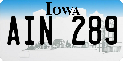 IA license plate AIN289