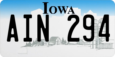 IA license plate AIN294