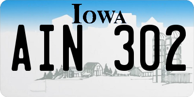 IA license plate AIN302