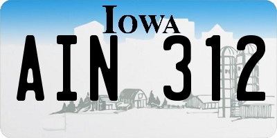 IA license plate AIN312
