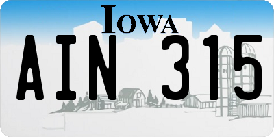 IA license plate AIN315