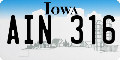 IA license plate AIN316