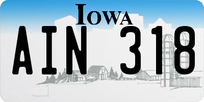 IA license plate AIN318