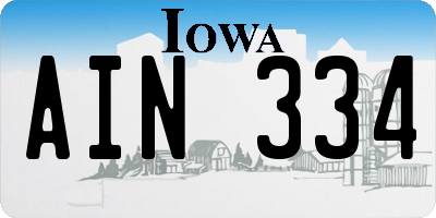 IA license plate AIN334
