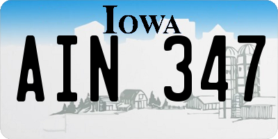 IA license plate AIN347