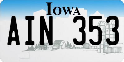 IA license plate AIN353