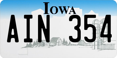 IA license plate AIN354