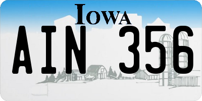 IA license plate AIN356