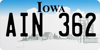 IA license plate AIN362