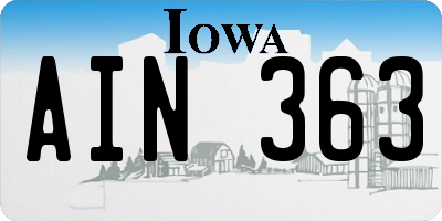 IA license plate AIN363