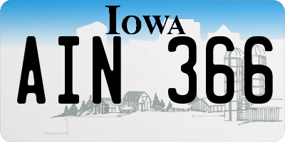 IA license plate AIN366
