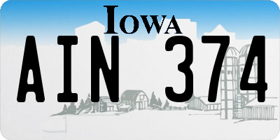 IA license plate AIN374