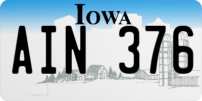IA license plate AIN376