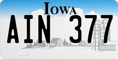 IA license plate AIN377