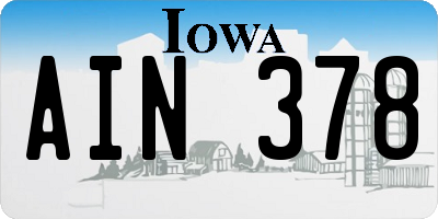 IA license plate AIN378