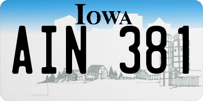 IA license plate AIN381