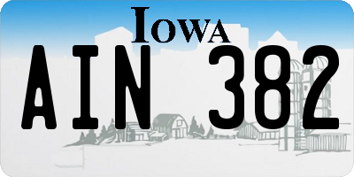 IA license plate AIN382