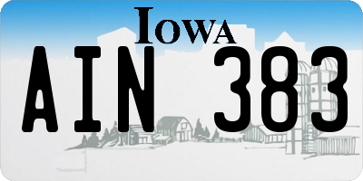 IA license plate AIN383