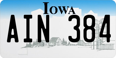 IA license plate AIN384
