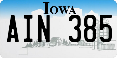 IA license plate AIN385