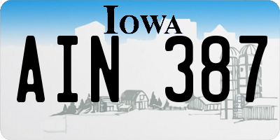 IA license plate AIN387