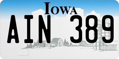 IA license plate AIN389