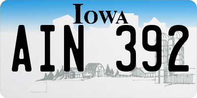 IA license plate AIN392