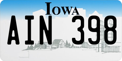 IA license plate AIN398