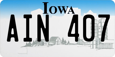 IA license plate AIN407