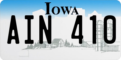 IA license plate AIN410