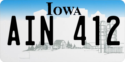 IA license plate AIN412