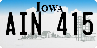 IA license plate AIN415