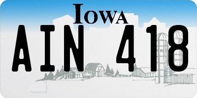 IA license plate AIN418