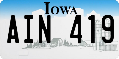 IA license plate AIN419