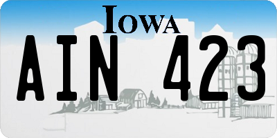 IA license plate AIN423
