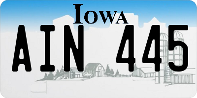 IA license plate AIN445